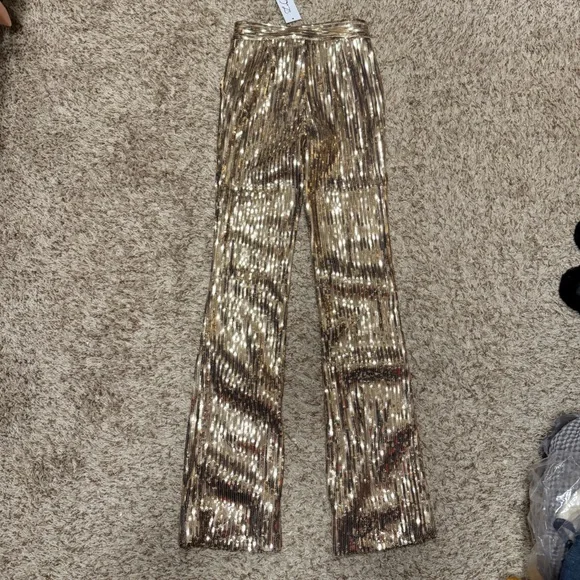LaQuan Smith Gold Liquid Sequin Pants - Small - Picture 8 of 11
